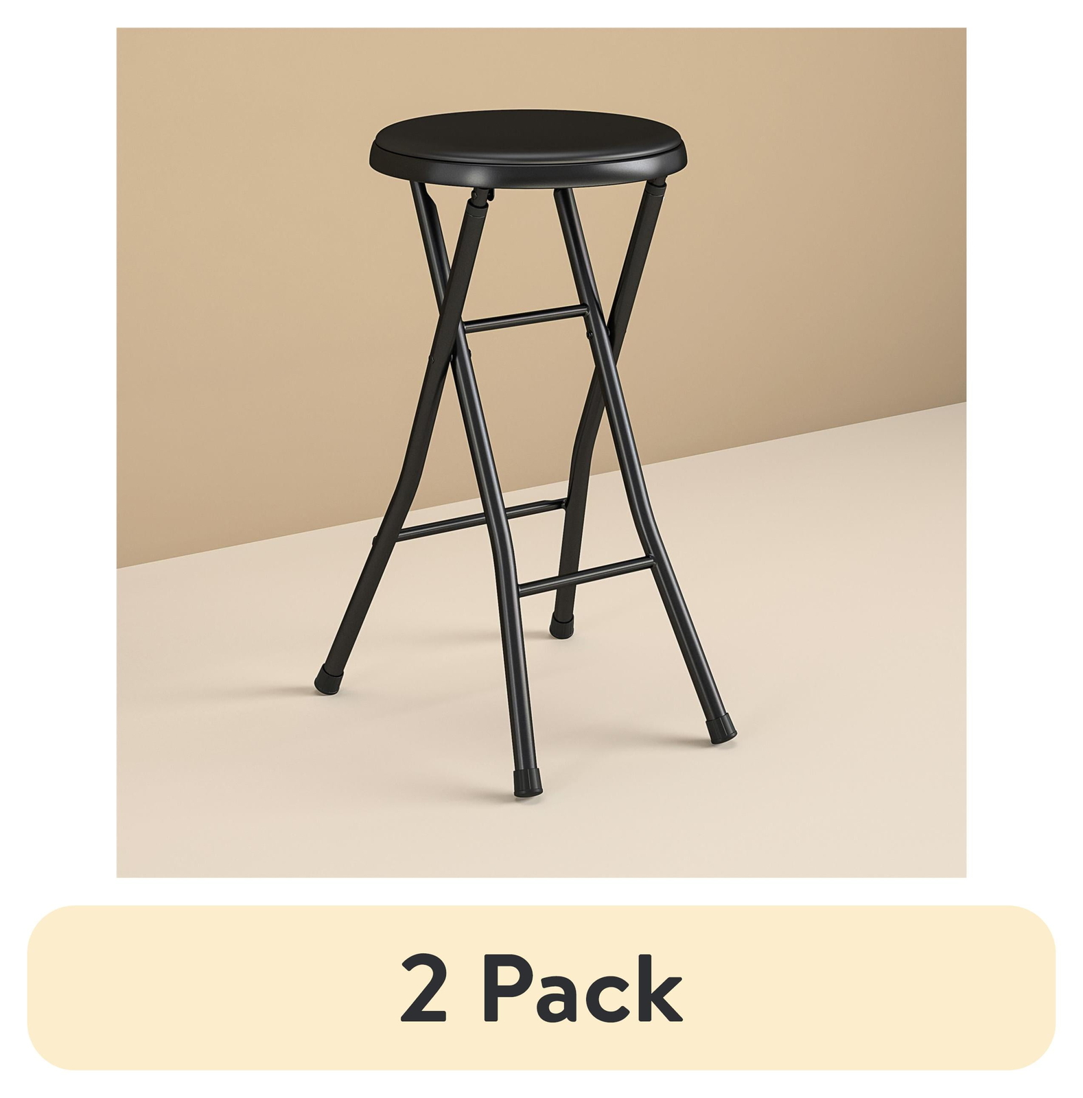 Folding Metal Stool, Black