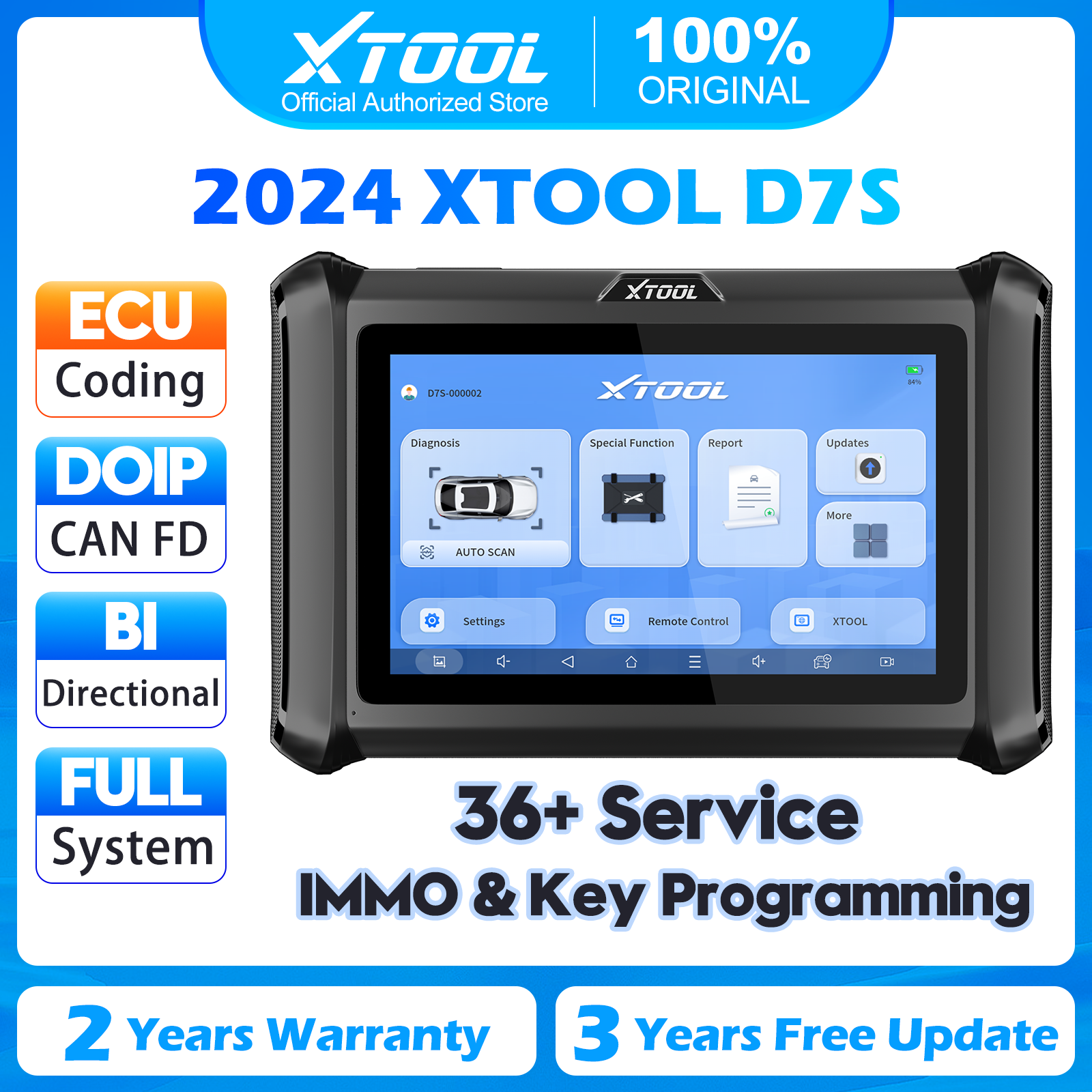 XTOOL D7S Auto Bidirectional Full System Car Diagnostic Scanner KEY Coding TOOL