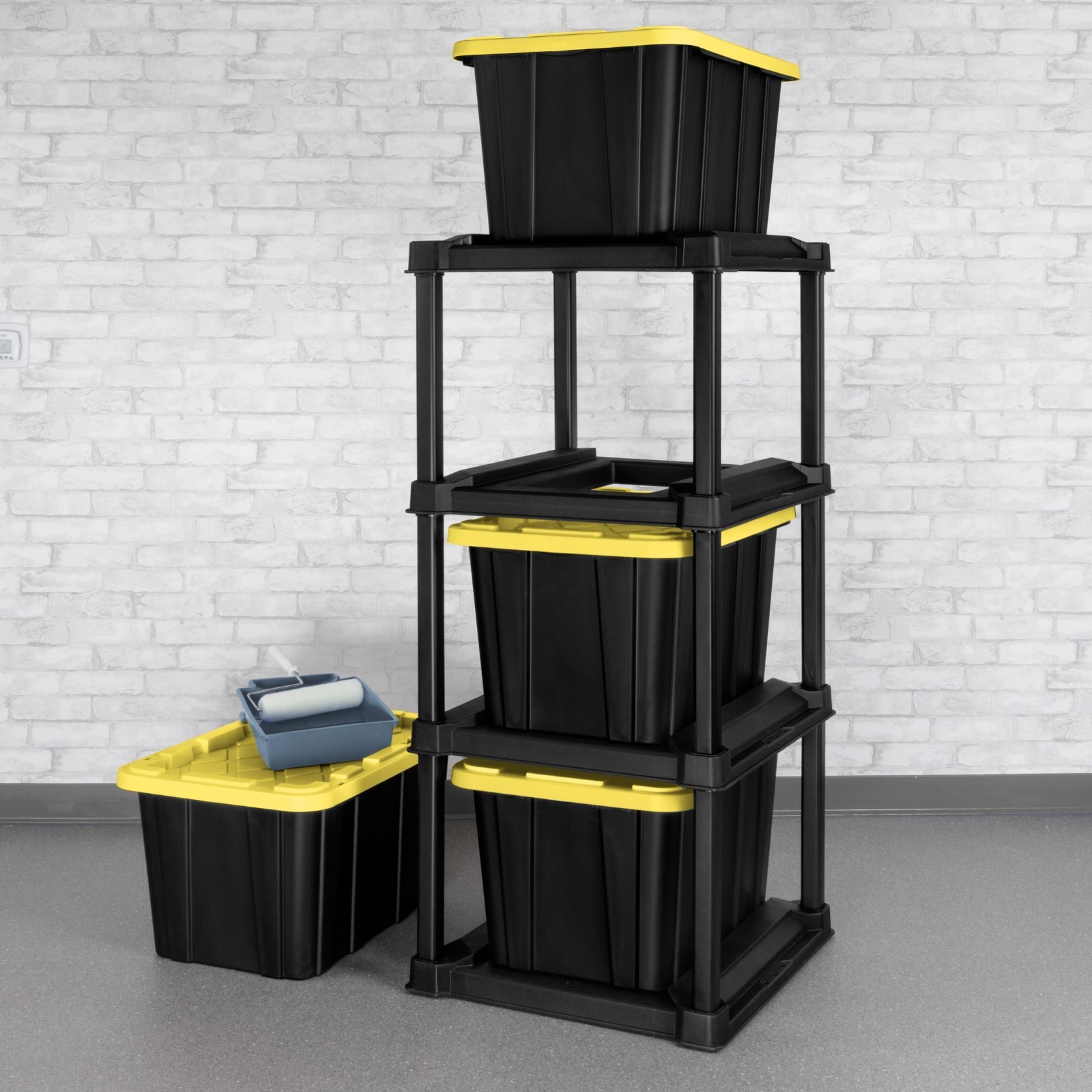 4-Tier Tote Rack Vertical No-Stacking Design For 27 Gallon Totes Organizer