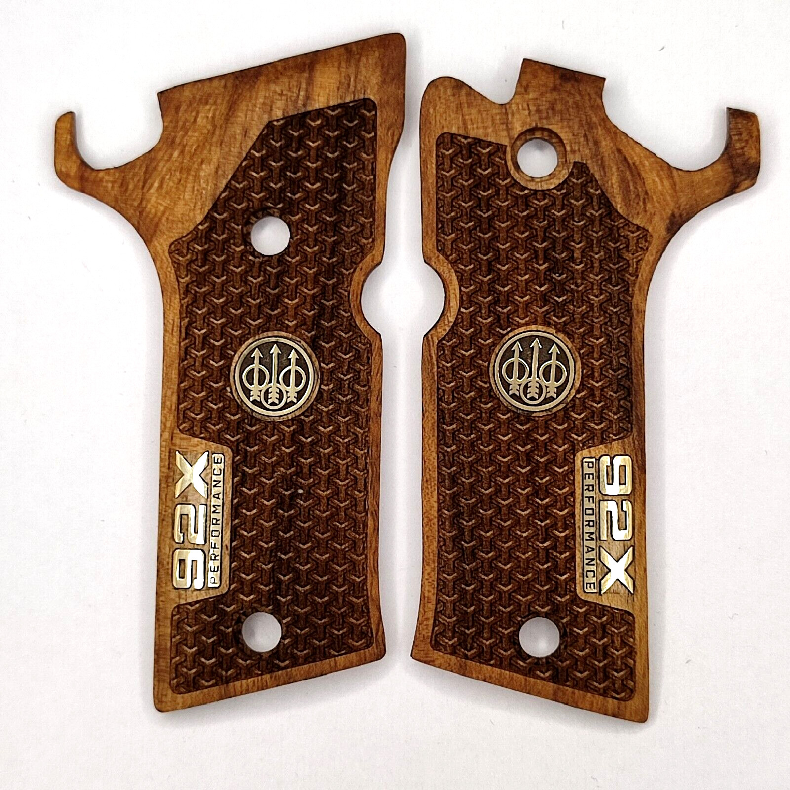 Beretta 92X Performance Turkish Walnut Wood Gun Grips NEW SET Nice Metal Logo