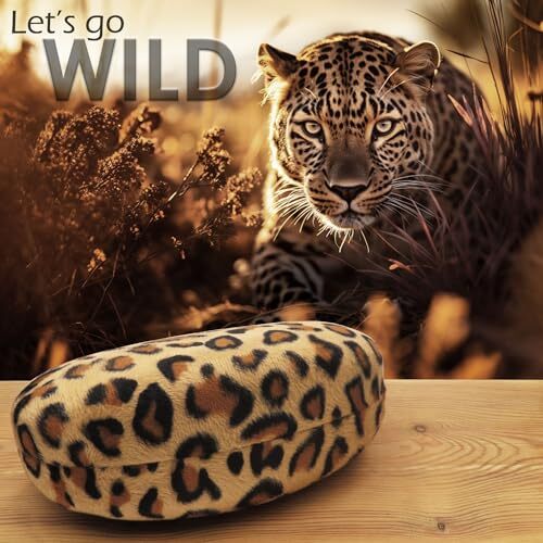 Large Hard Sunglasses Case | fits Large curved Sunglasses, with Leopard Brown2