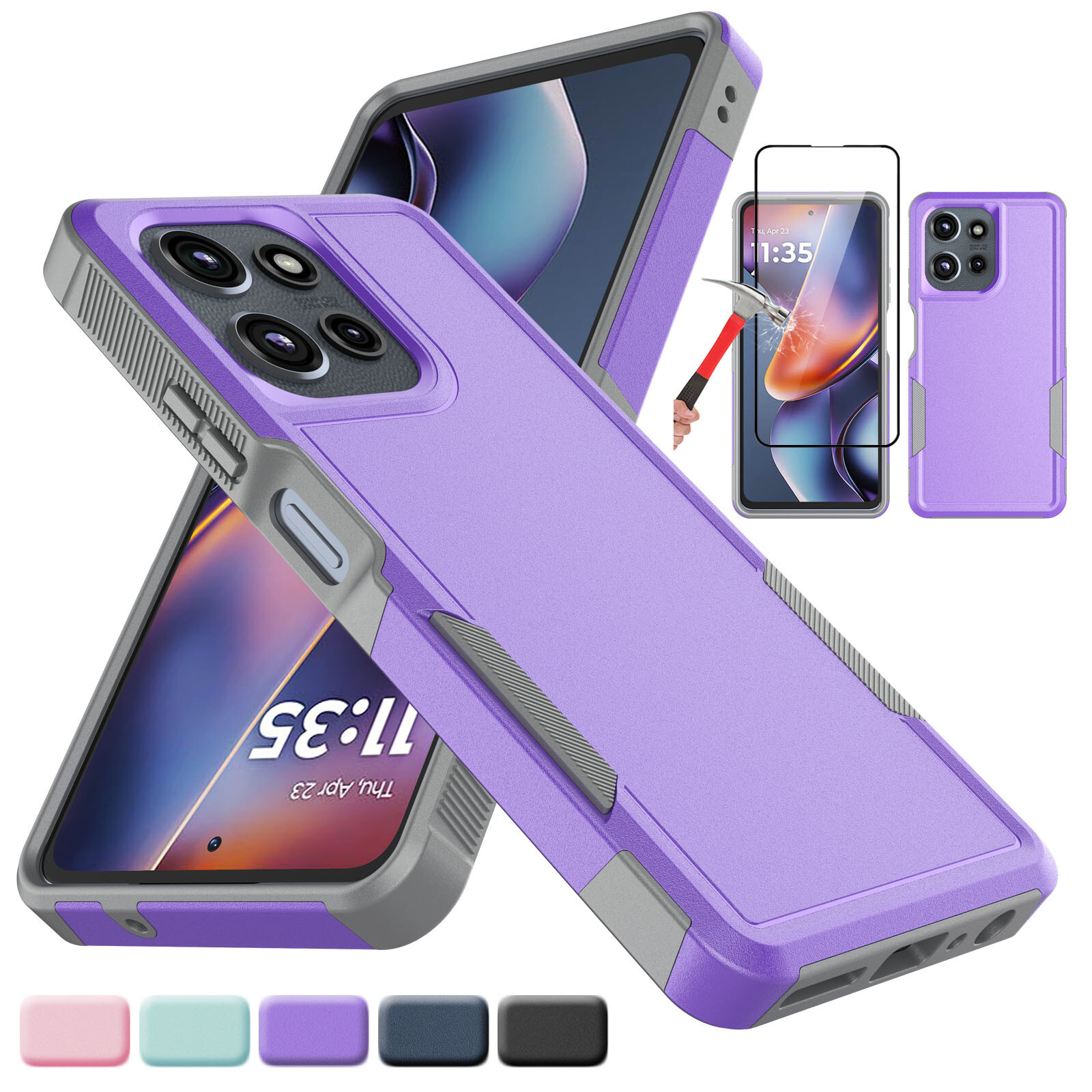 For Motorola Moto G 5G 2025 Shockproof Hybrid Case Cover +Screen Glass Protector