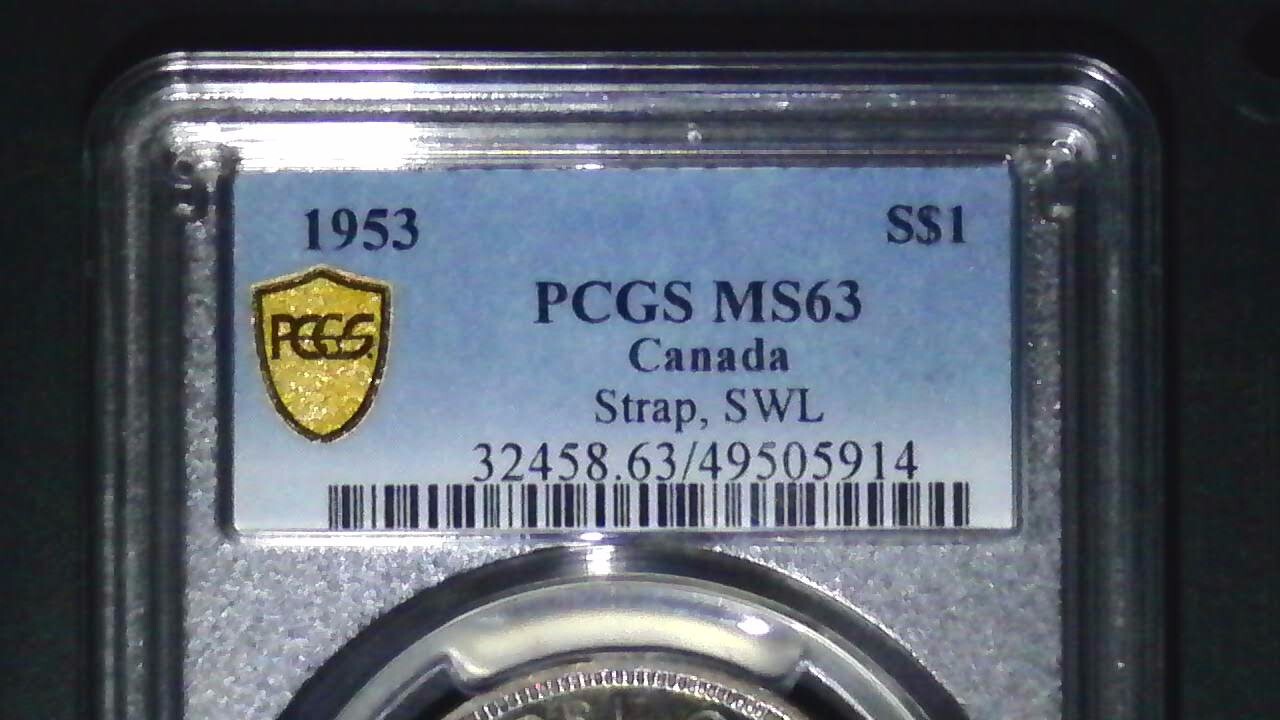 1953 Canada .800 Silver Dollar PCGS MS63 Strap SWL.