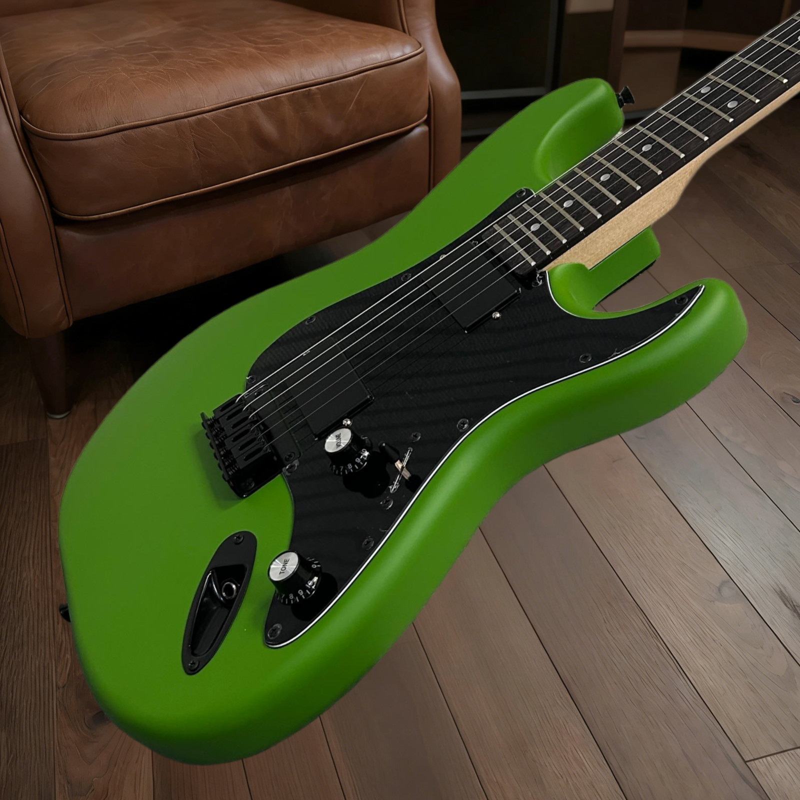 ST Electric Guitar Matte Green Color Rosewood Fretboard Active Pickups