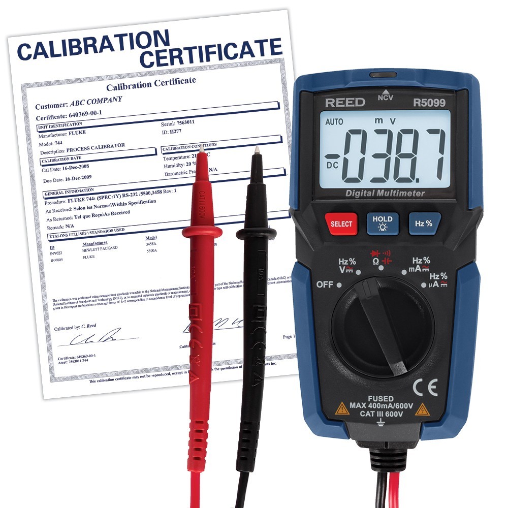 REED Instruments R5099-NIST Compact Multimeter with NCV,