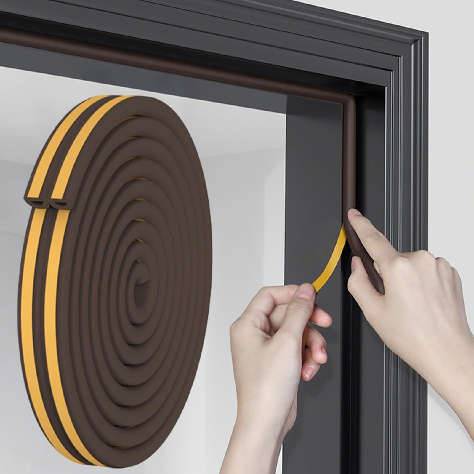 Weather Stripping Door Seal Strip, Self-Adhesive Soundproof D-Shaped, 32.8 Ft
