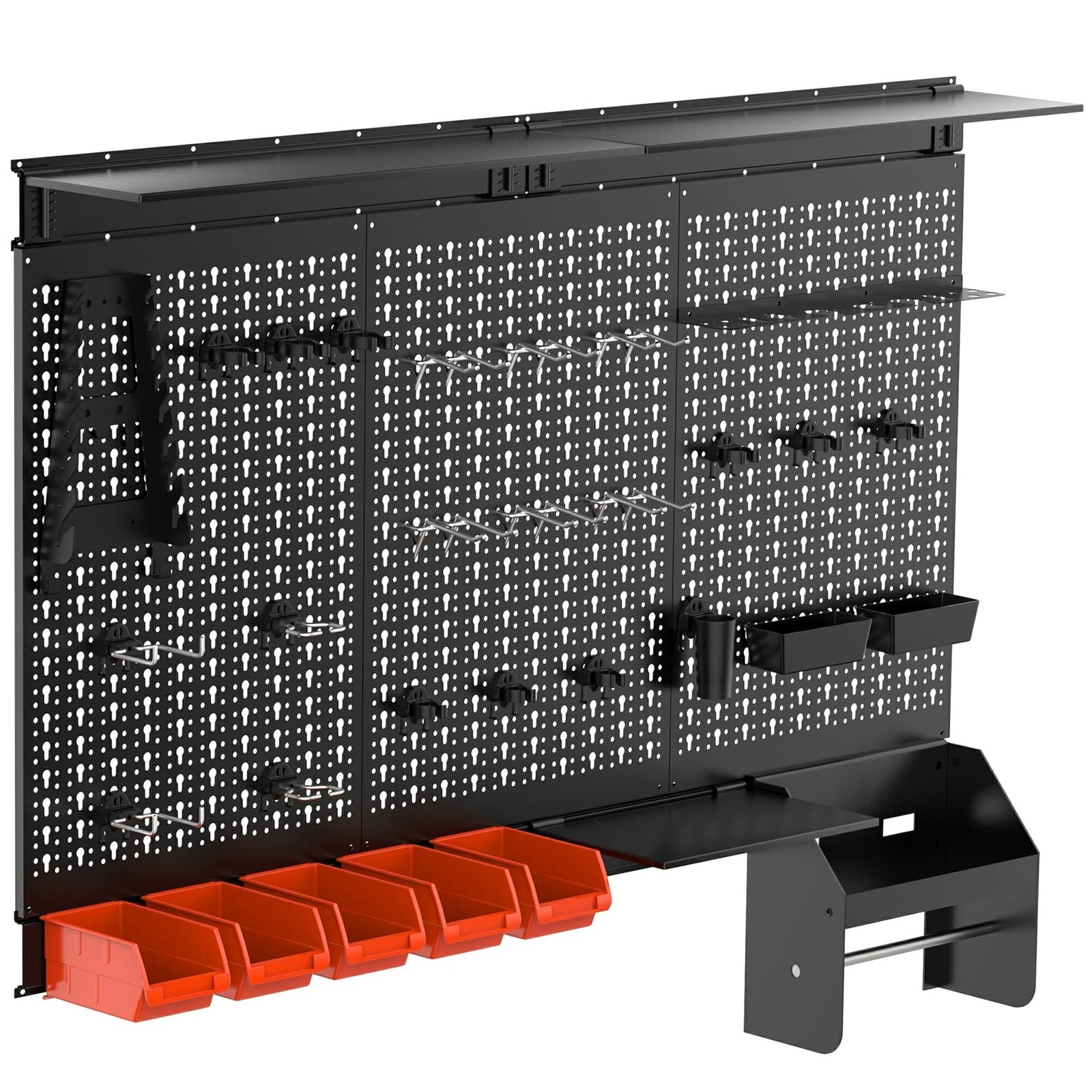 Metal Pegboard Wall Organizer 4ft Wide, System for Garage with Accessories and