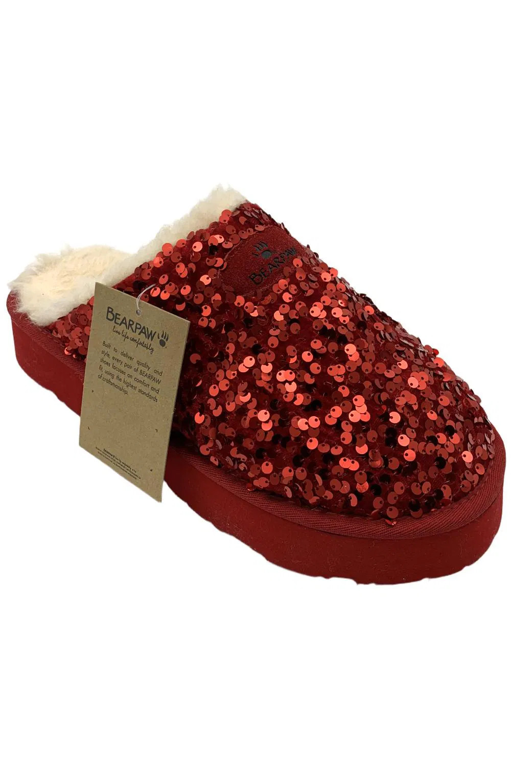 BEARPAW Women's Portia Sequined Mule Red