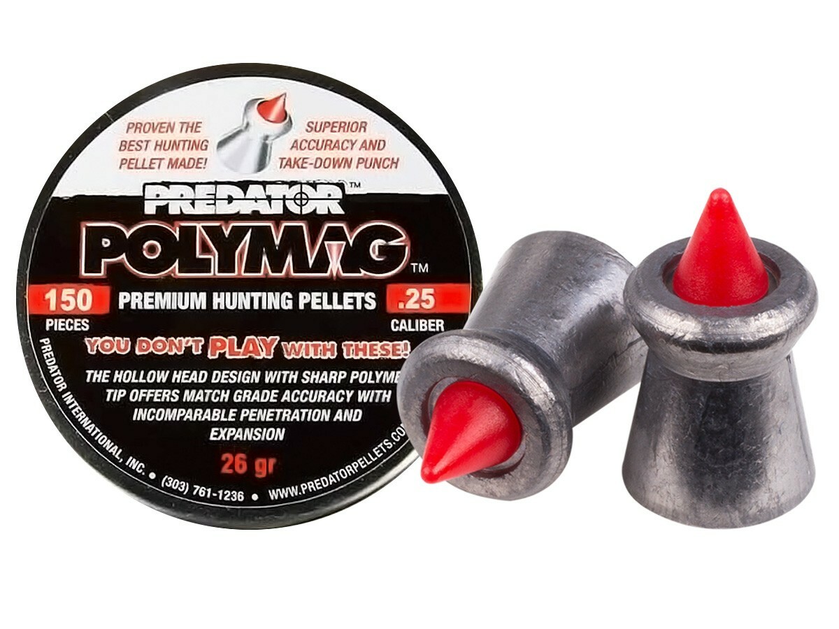 JSB PREDATOR POLYMAG 150 Count POINTED 6.35mm .25 Caliber Premium Airgun Pellets