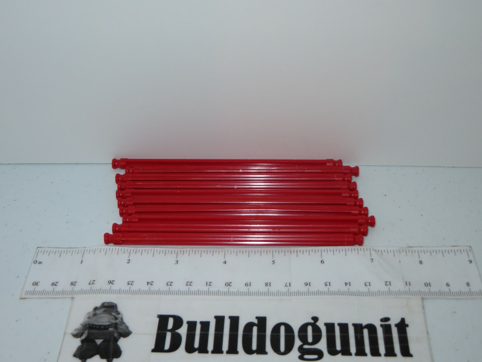 Lot of 10 Official K'nex Replacement Red Rod Plastic Pieces Only