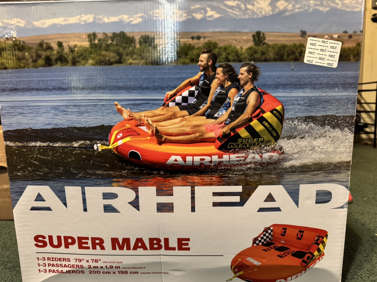 Airhead Super Mable Inflatable 3-Rider Towable Tube for Boating - AHT2223SM