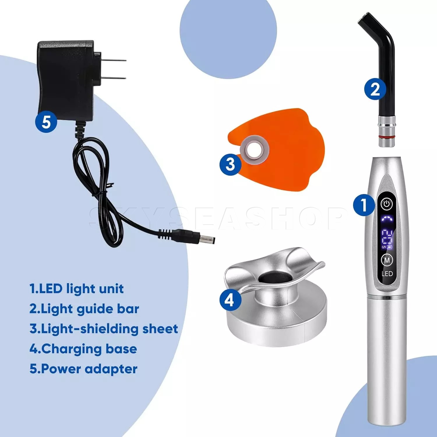 Lots Dental Wireless Cordless LED Cure Curing Light Lamp 2000mw 5W Tool Resin