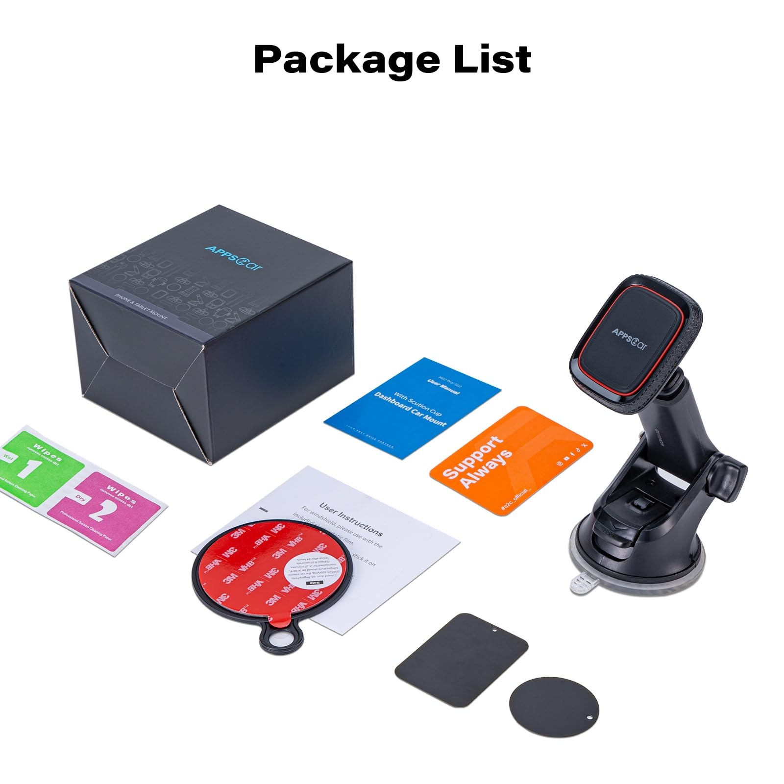 APPS2Car Magnetic Phone Mount for Car, Dashboard & Windshield Suction Cup Holder
