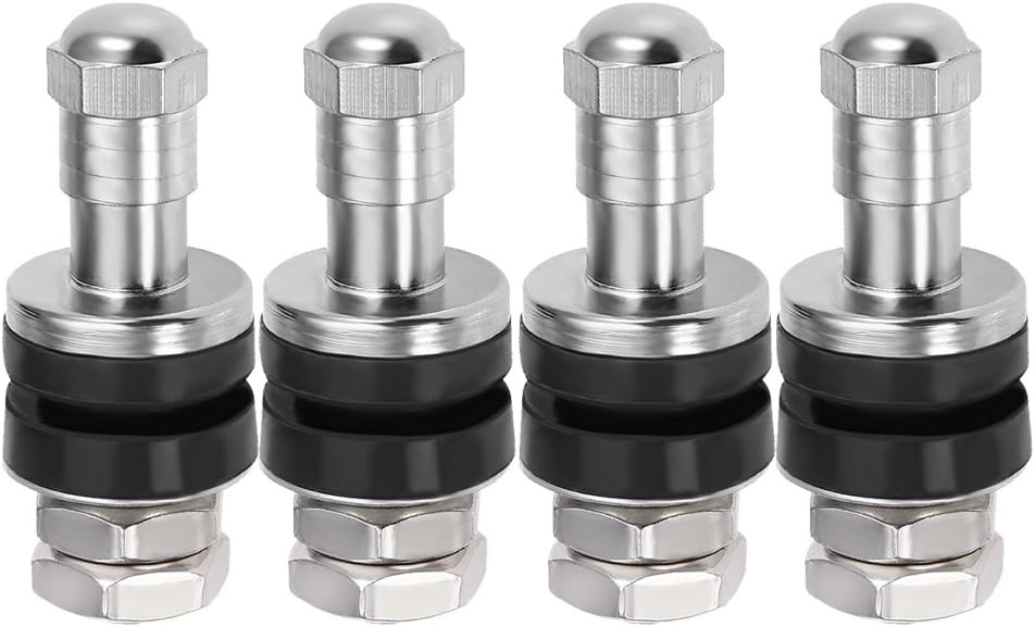 Metal/Chrome Tire Valve Stems High Pressure Bolt in Valve Stem Flush Mount 4 Pcs