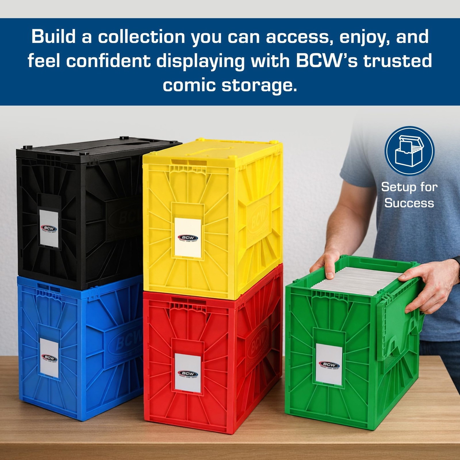 BCW Short Comic Book Bin | Holds 150 Comics | Stackable Plastic Storage | Aci...