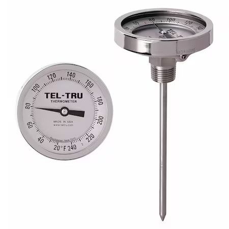 Tel-Tru Gt300r-0202 Analog Dial Thermometer, Stem 2-1/2" L