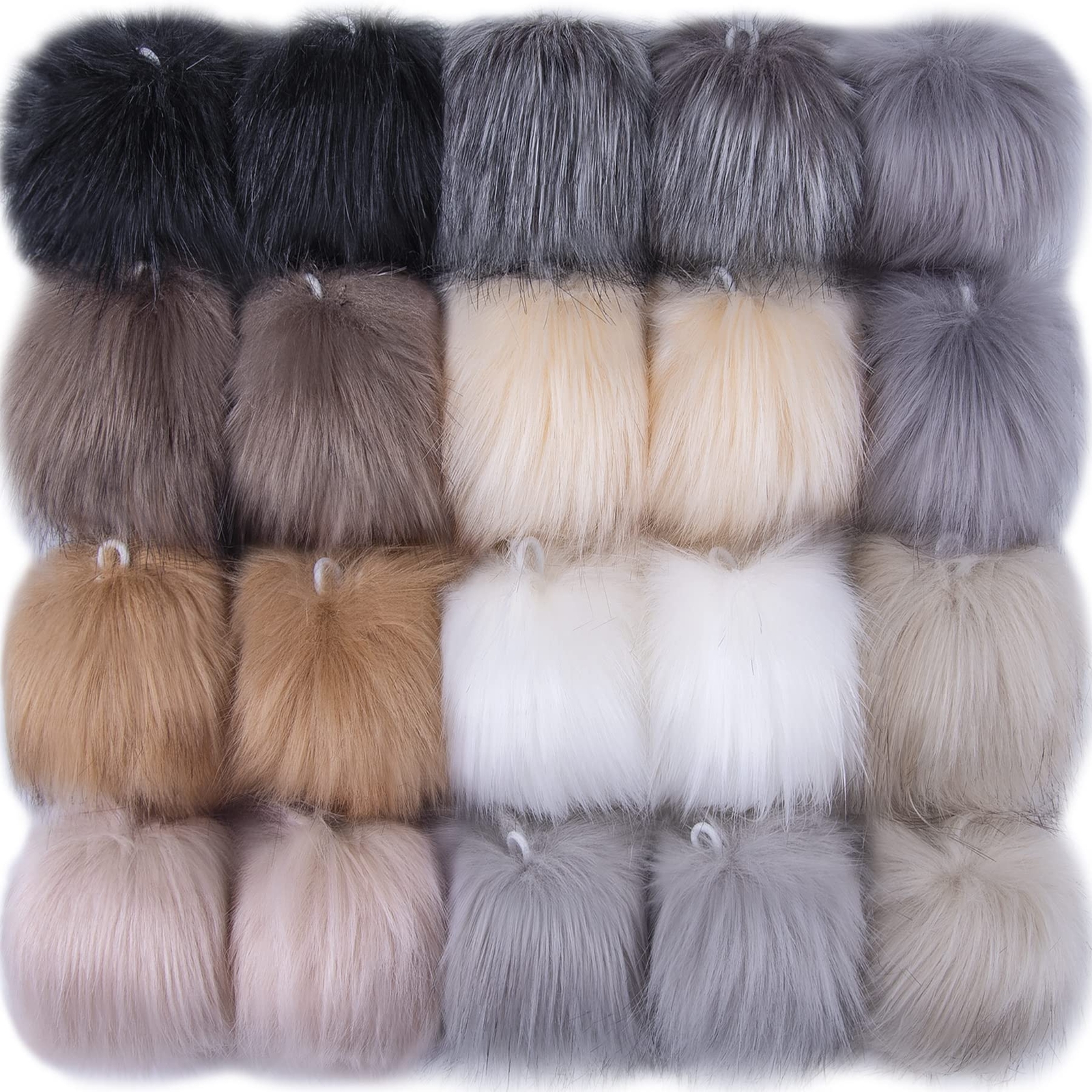 20 Pcs Faux Fur Pom Pom Balls Fluffy for Hats Beanies Shoes Bags Accessories