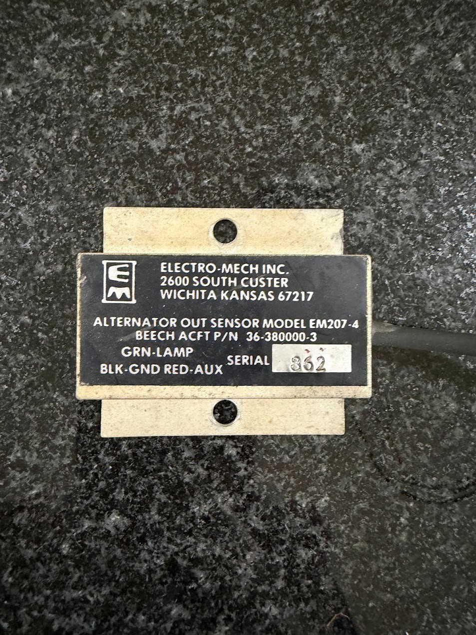Electro-Mech EM207-4 Alternator Out Sensor Beech 36-380000-3 Baron Bonanza