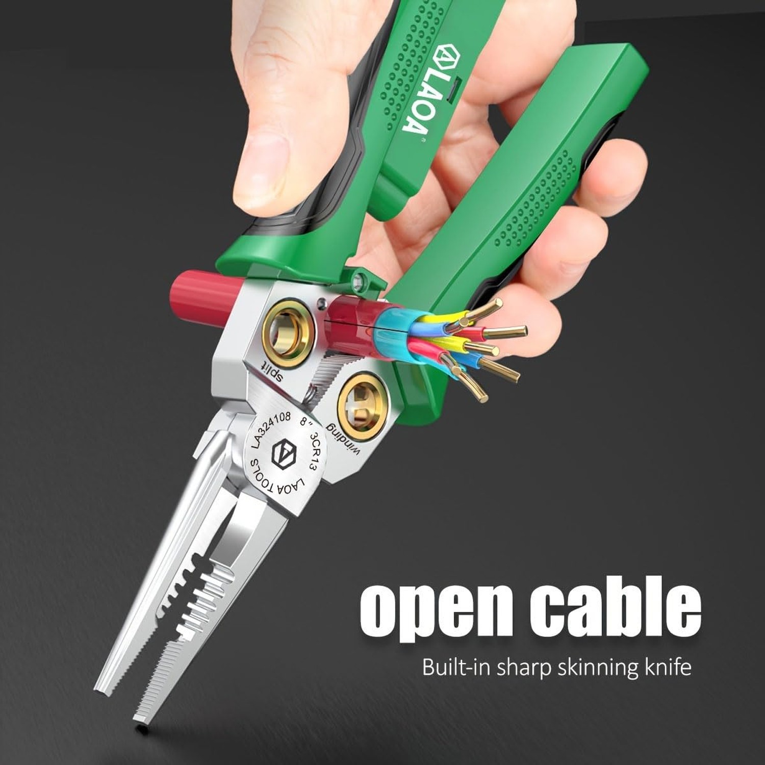 LAOA Wire Strippers Electricity Measurement Function, 8in1 Wire Stripping Pli...