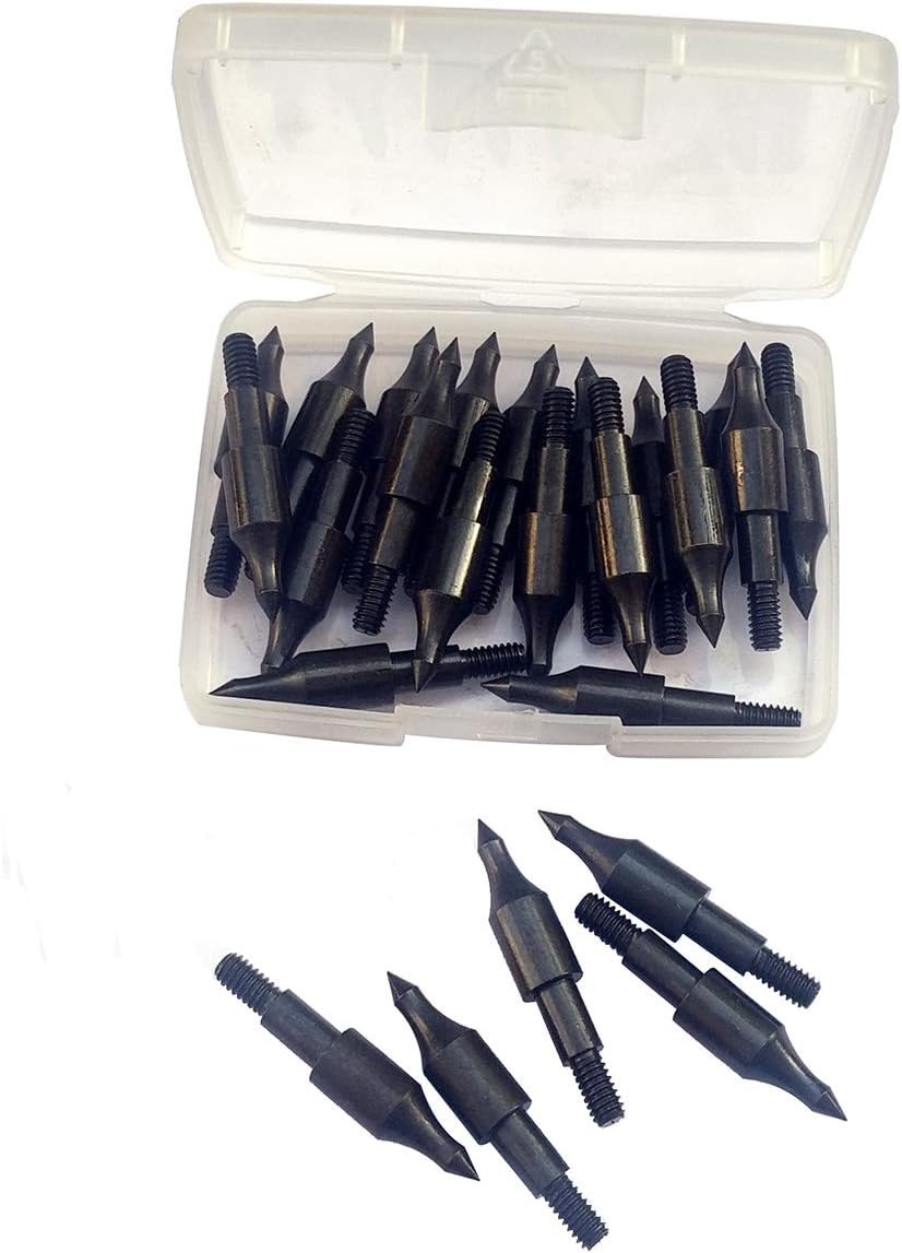 Archery Field Points 24 Pack 100 Grain Steel Practice Tips for Bow & Crossbow