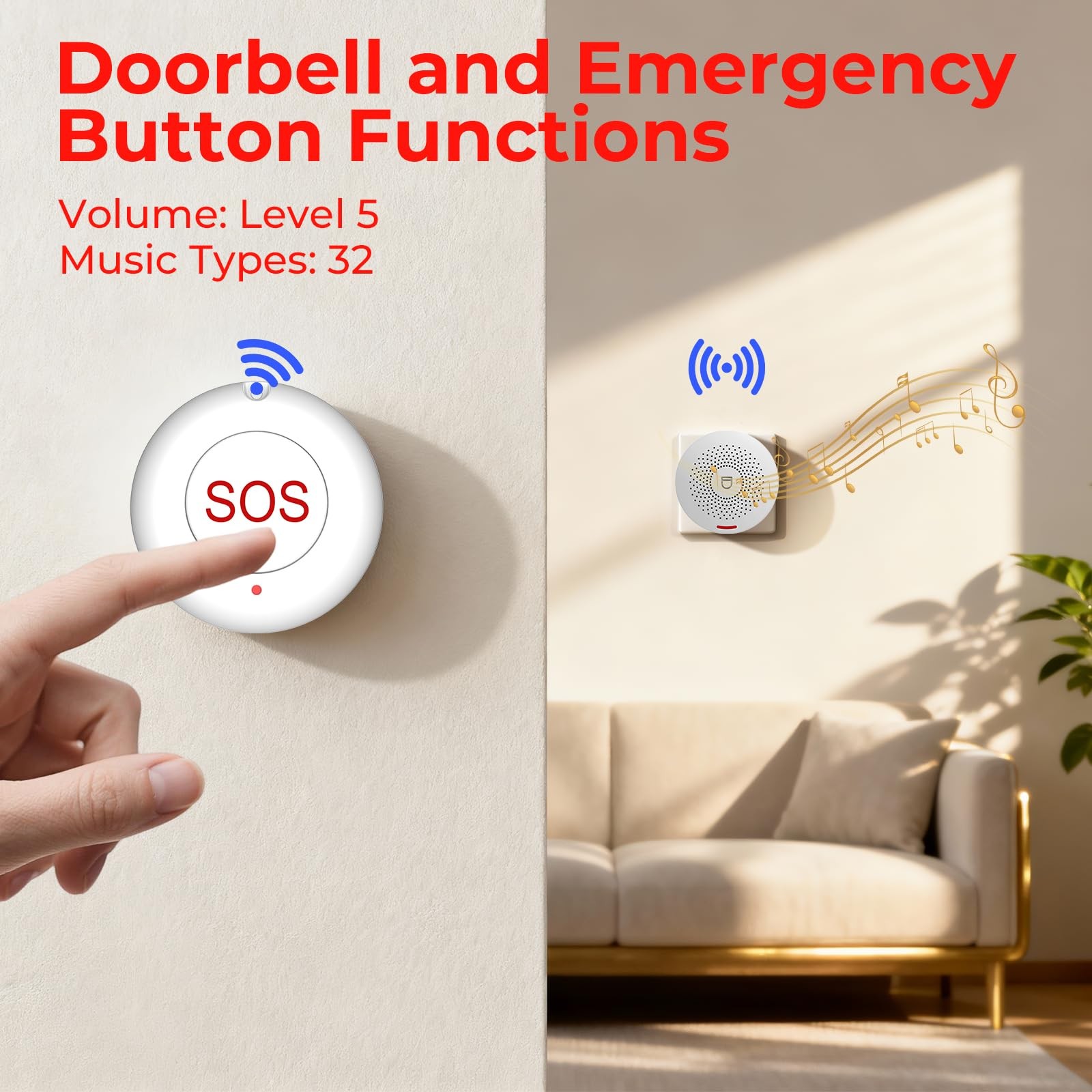 Caregiver Call Button Wireless Call Button for Elderly at Home,WiFi Panic But...