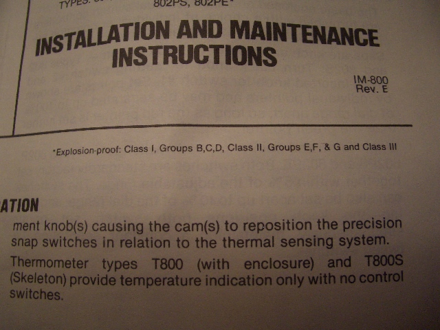 UNITED ELECTRIC 802PS 8437 13226-12 TEMPERATURE CONTROLLER NIB
