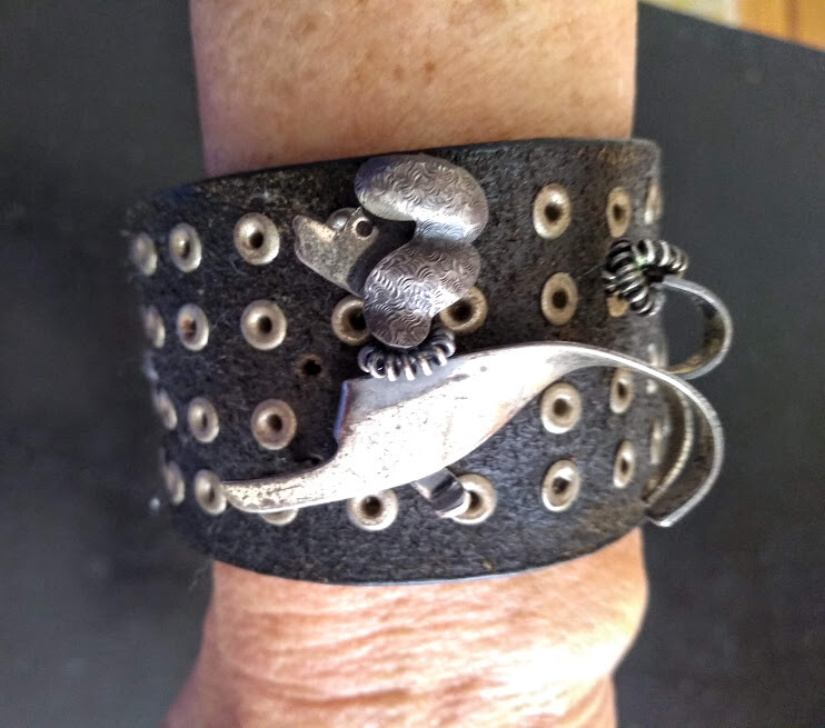 "POODLE" LEATHER CUFF BRACELET- Handmade/New