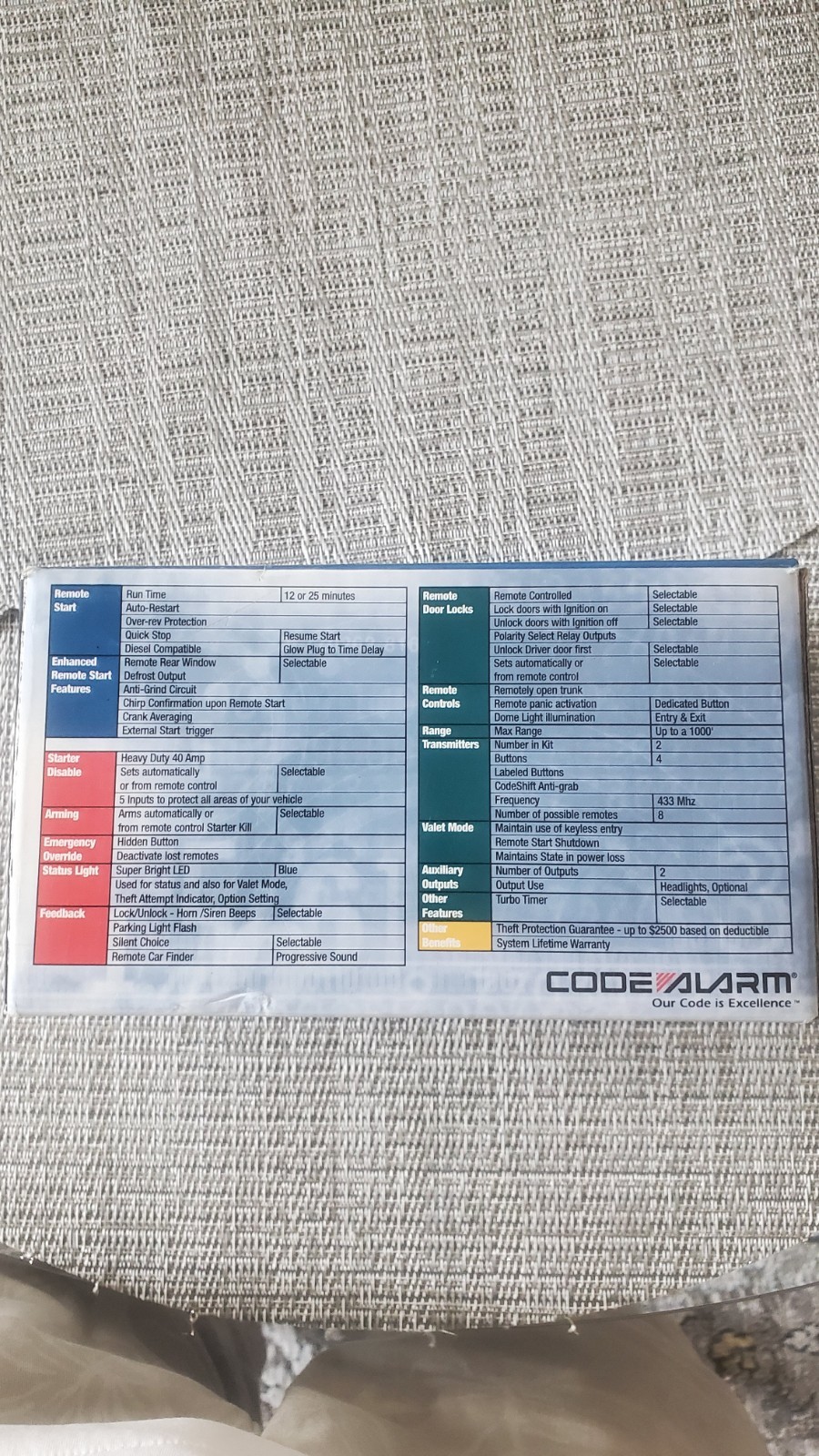 CA-530 Code Alarm Remote Car Start w/enhanced keyless entry