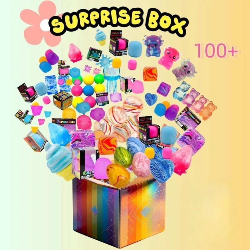 100+ Designs Avail Mystery Squishy Box, Blind Box Malt Sugar Stress Random 1 Toy