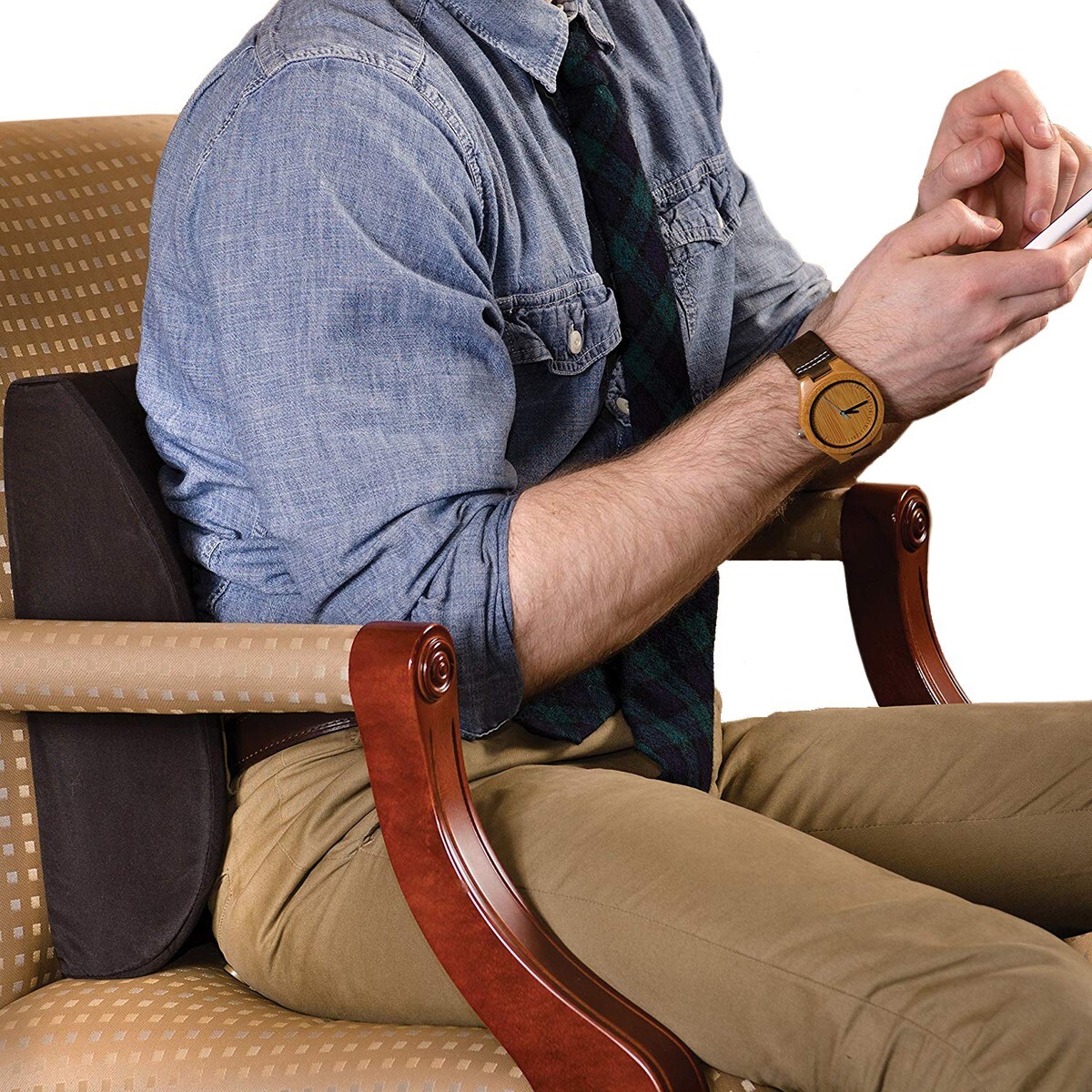 DMI Relax-A-Bac Lumbar Back Cushion With Insert And Strapp - Navy