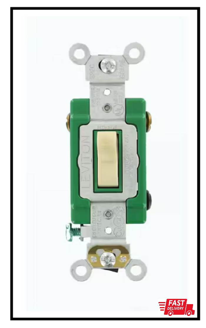 30 Amp Industrial Grade Heavy Duty 3-Way Toggle Switch, Ivory 3033-2I