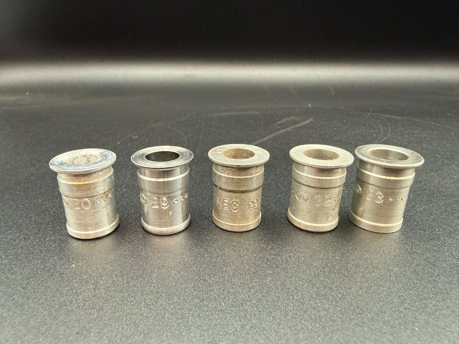 MEC Shotgun Reloading Powder Bushings Lot of 5 - # 20, Two- 29, 32, 33
