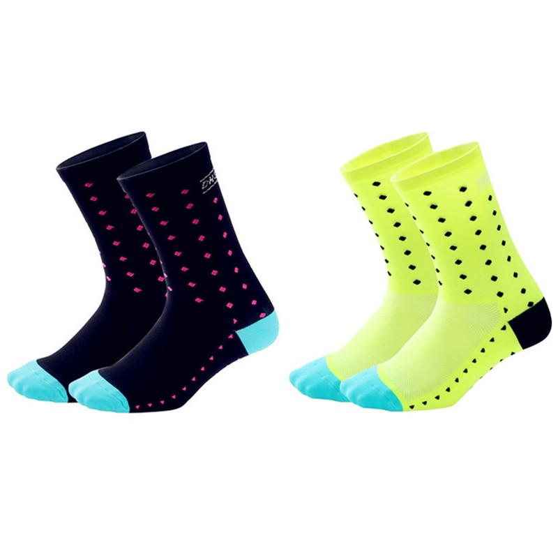 2Pairs Cycling Socks Riding Bicycle Bike Sports Ankle Socks XC MTB Green Black
