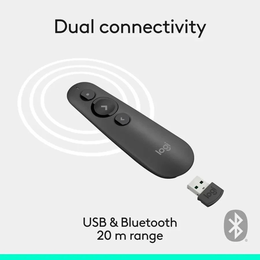 Logitech - R500s Presenter Bluetooth and USB Remote Control - Graphite