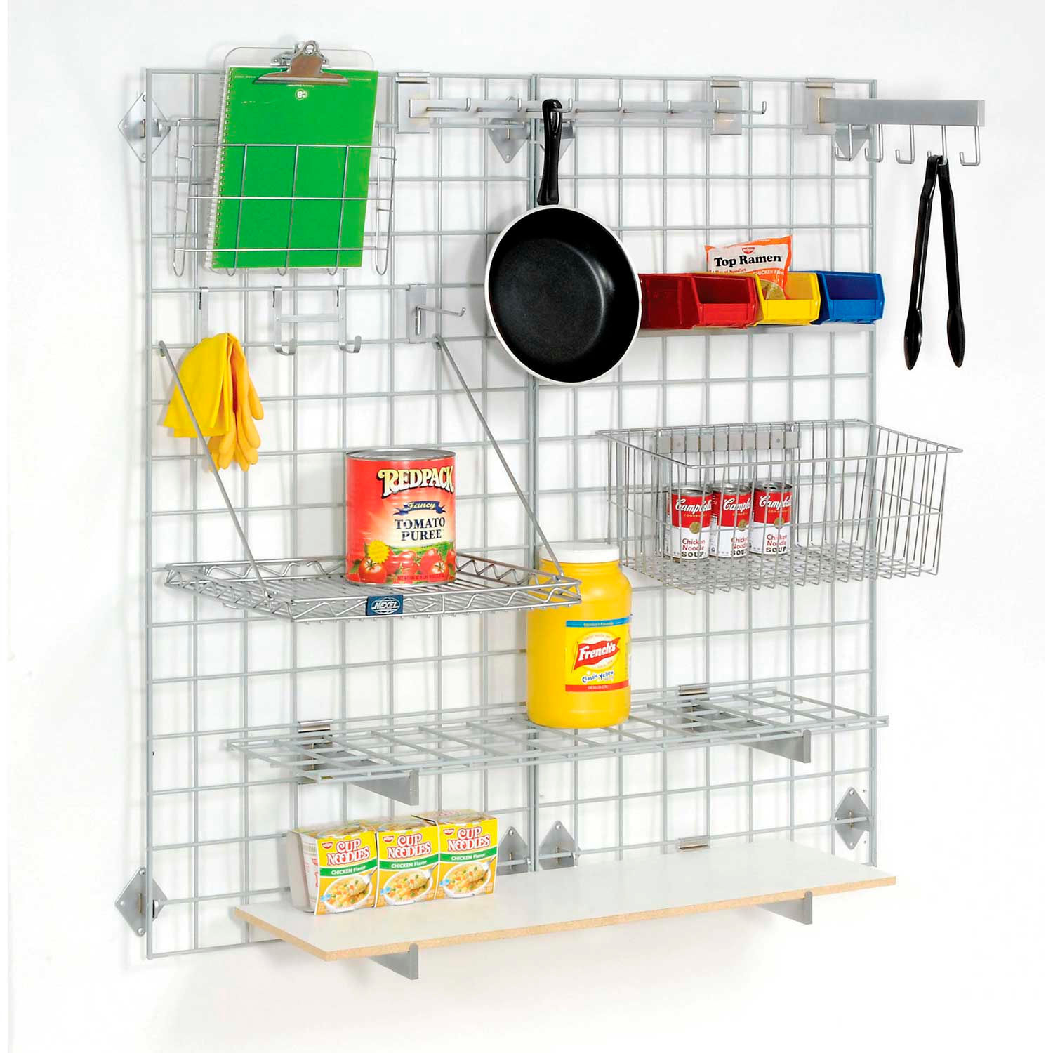 Global Industrial Wire Grid Panel With Wall Mount Hook Gray Epoxy 48"W x 12"D