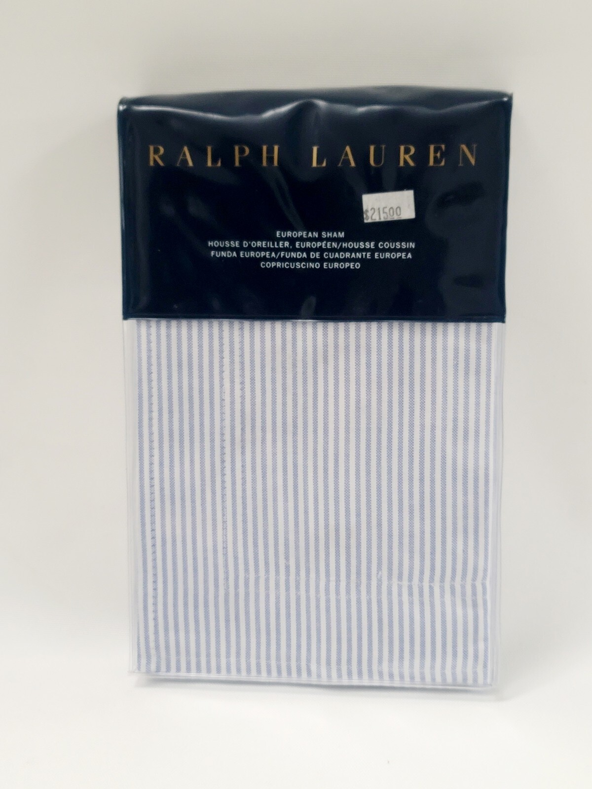$215 RALPH LAUREN Home OXFORD 1 Striped EURO Pillow Sham BLUE 26" X 26" Bedding