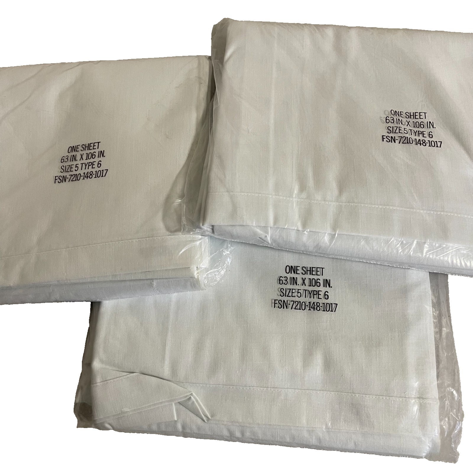 LOT OF 3 U.S. Military Army White Cotton 1 Sheet 63"x106" Size 5 Medical Surplus