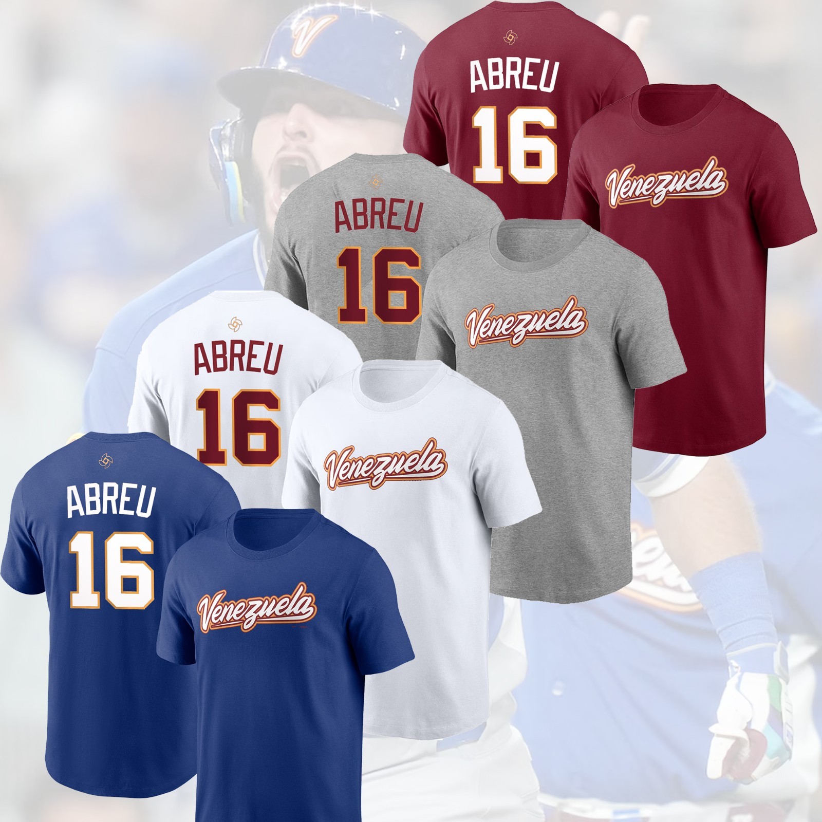 HOT NEW - Wilyer Abreu #16 Venezuela 2026 World Baseball Classic Name & Number