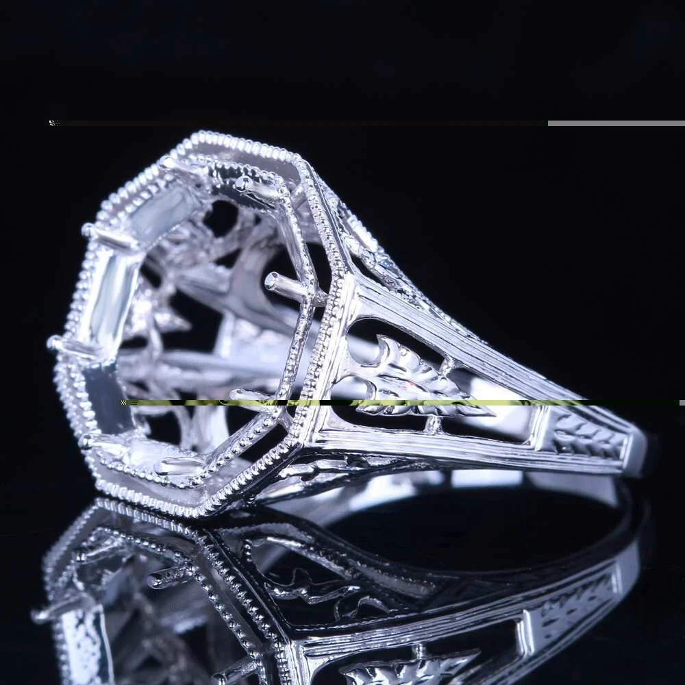 925 Sterling Silver Semi Mount Ring Round 13mm Solitaire Engagement Wedding