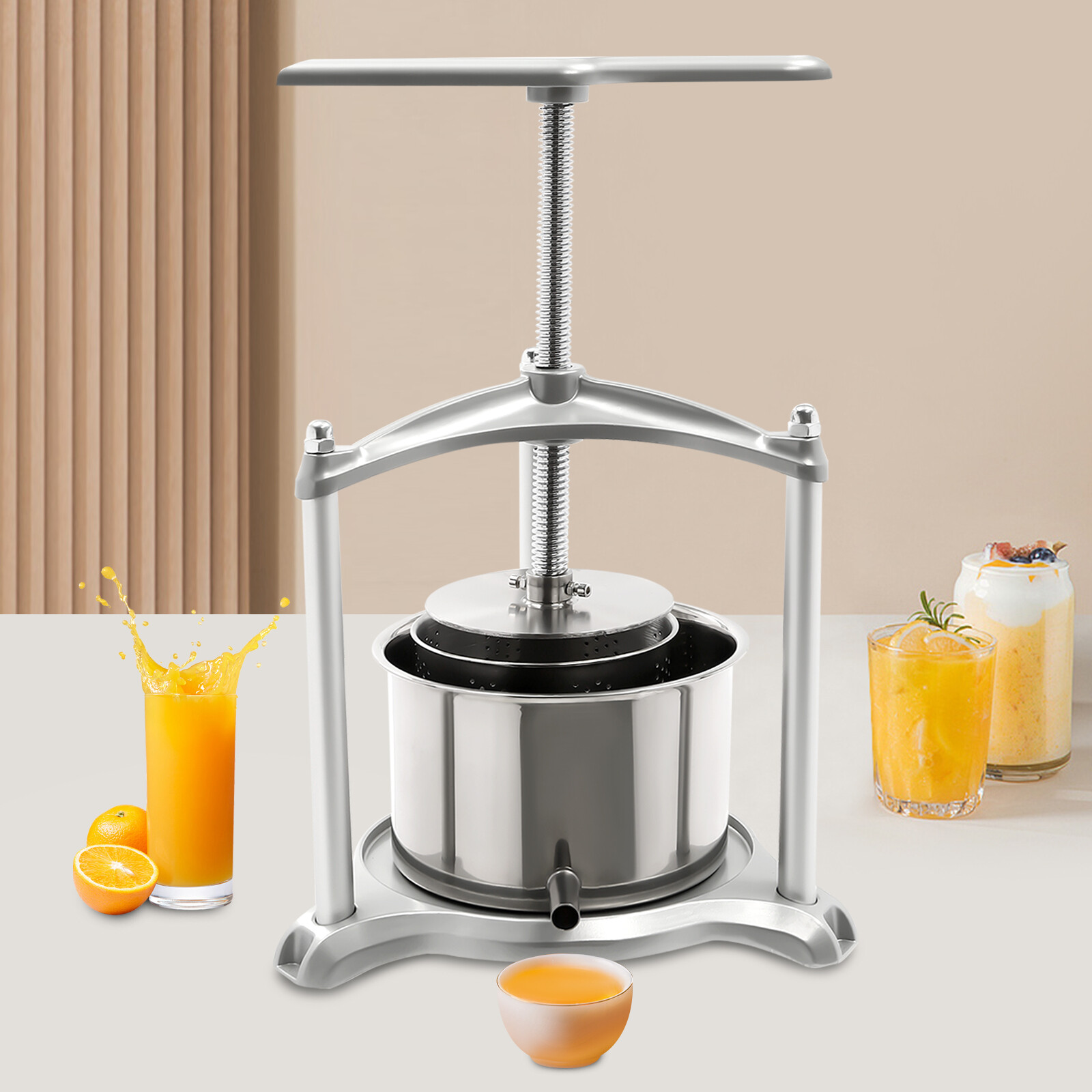 3L Fruit Honey Presser Stainless Wine Juice Pressing Tool Filter Bag Farm Apiary