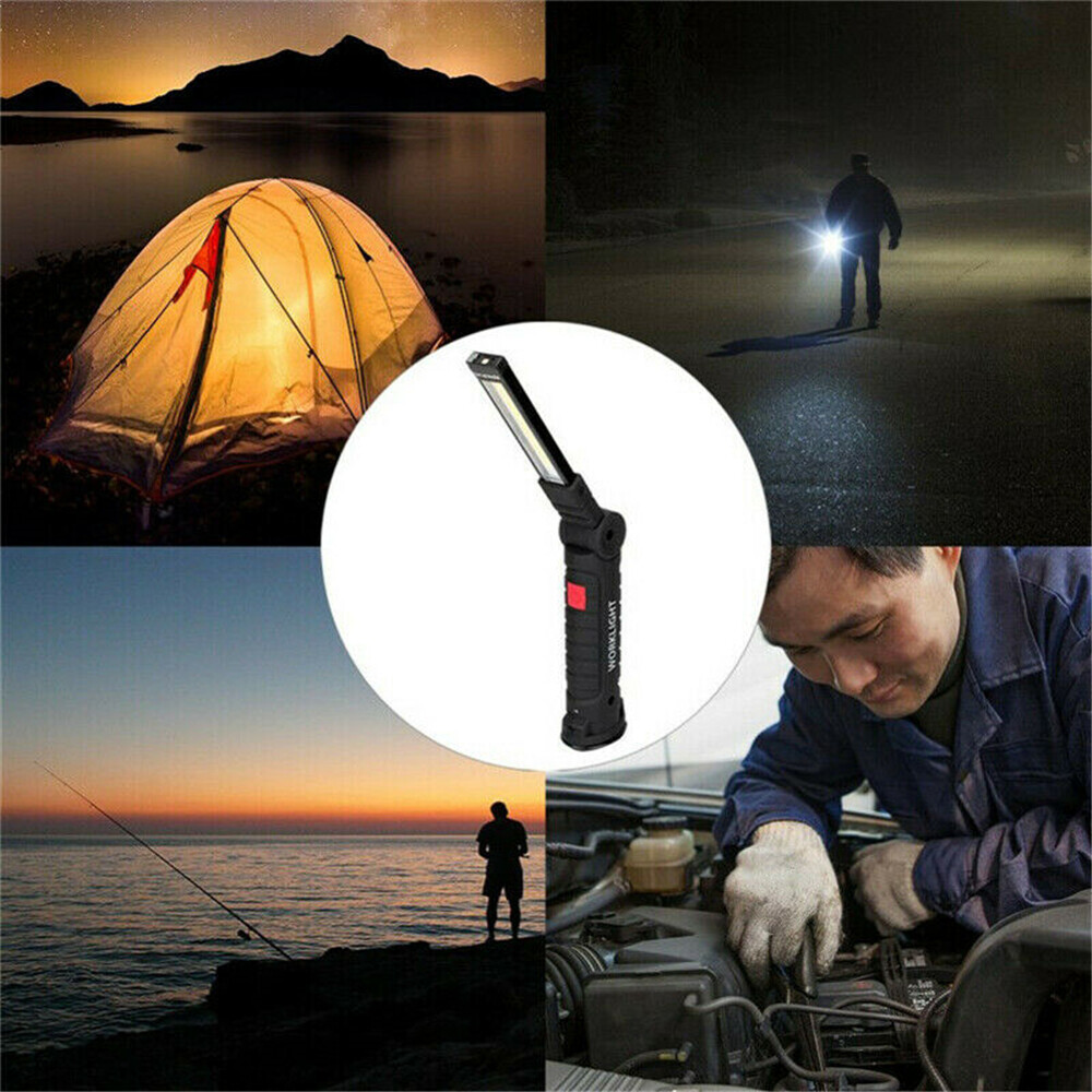 2Set Mechanic Flashlight Inspection Lamp Hand Torch COB LED Work Light+USB Cable