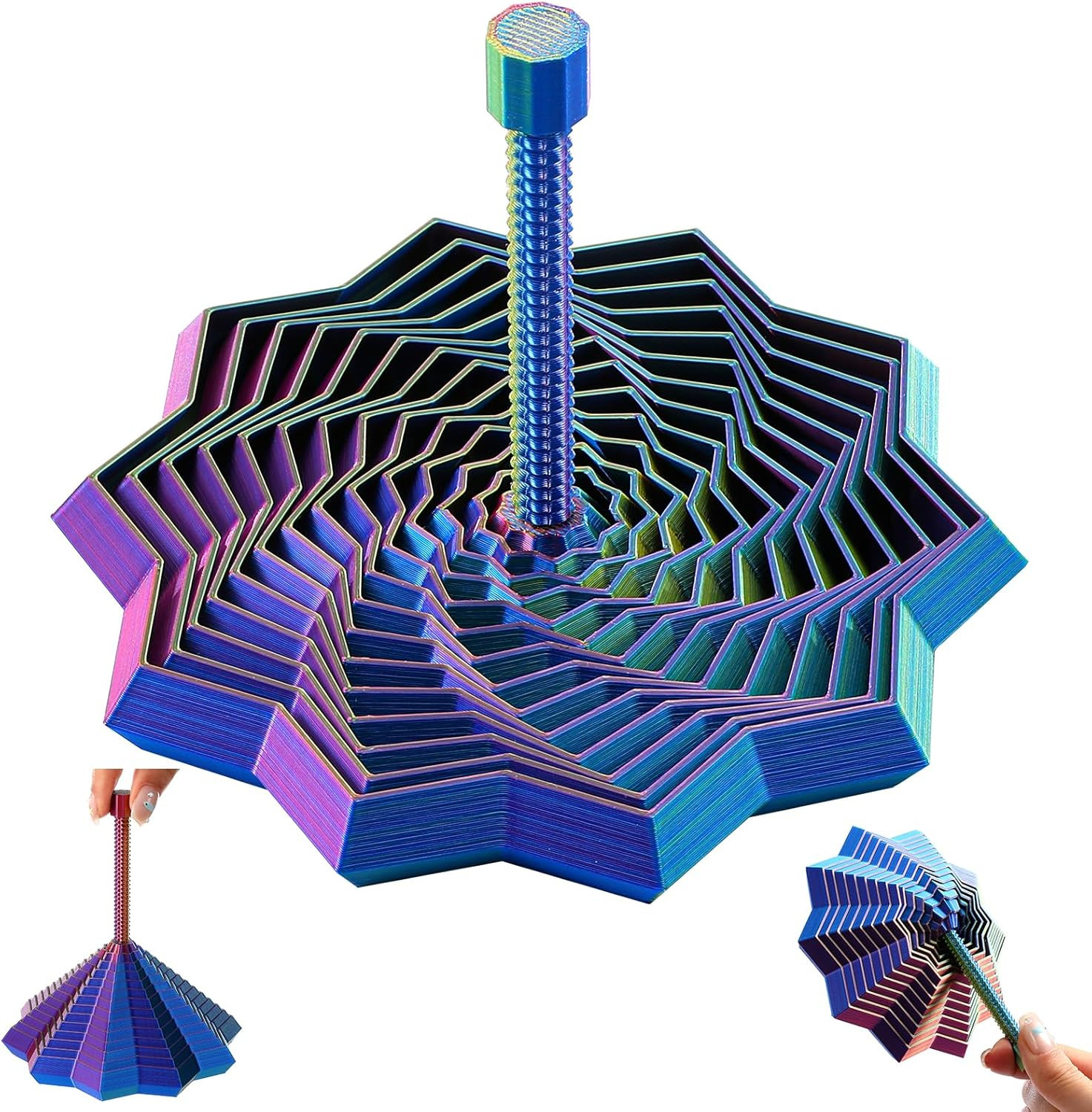 Upgraded 3D Printed Star Fidget Toy Adults with Detachable Handle, Dual Motion S