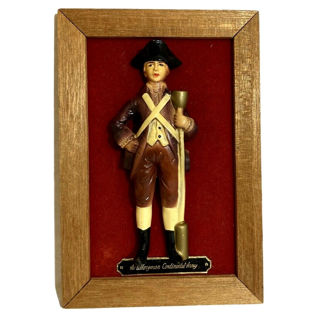 Vintage Royal Sealy Japan Framed 3D Artilleryman Continental Army Figurine