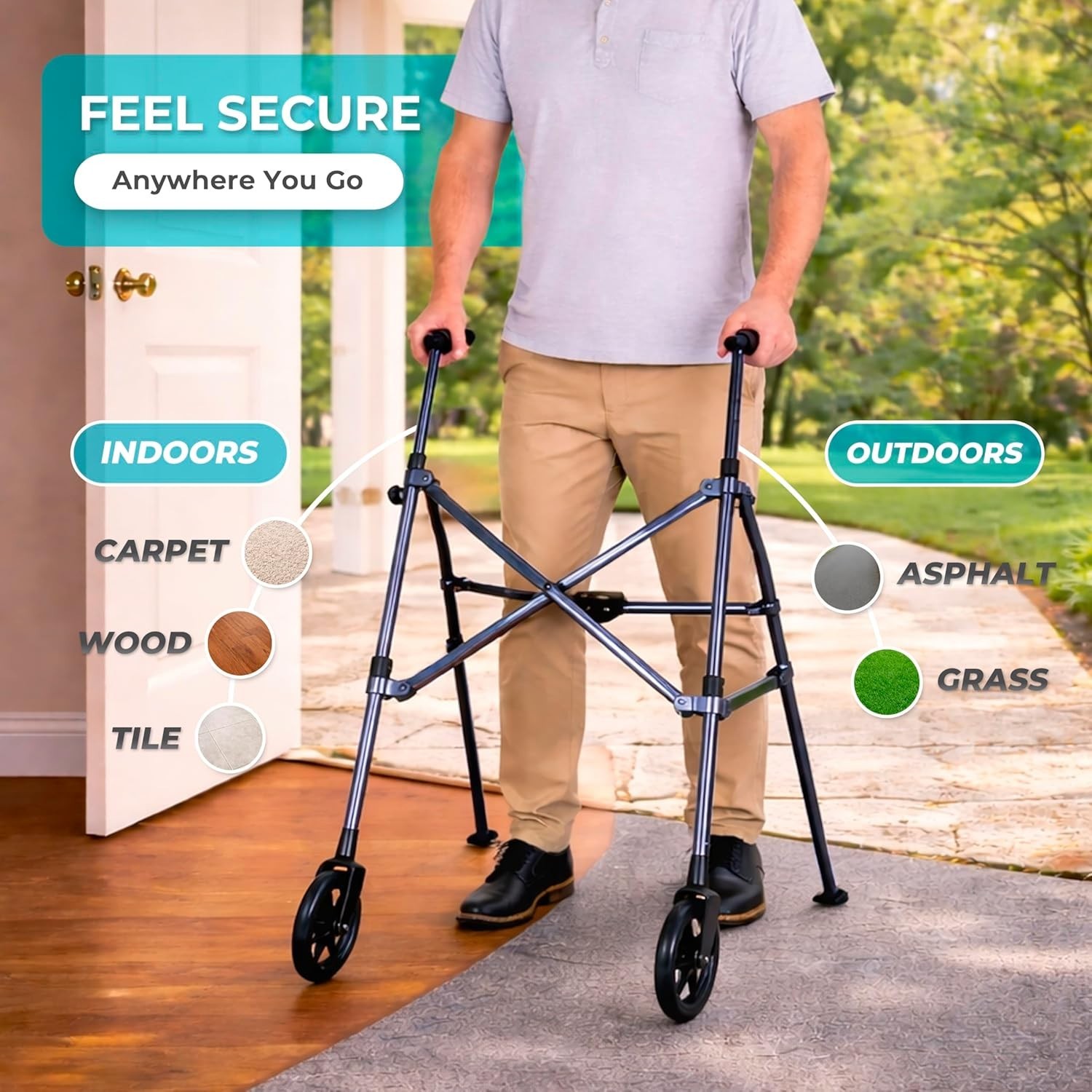 Space Saver Walker, Lightweight Folding Rolling Mobility Aid for Seniors & Ad...