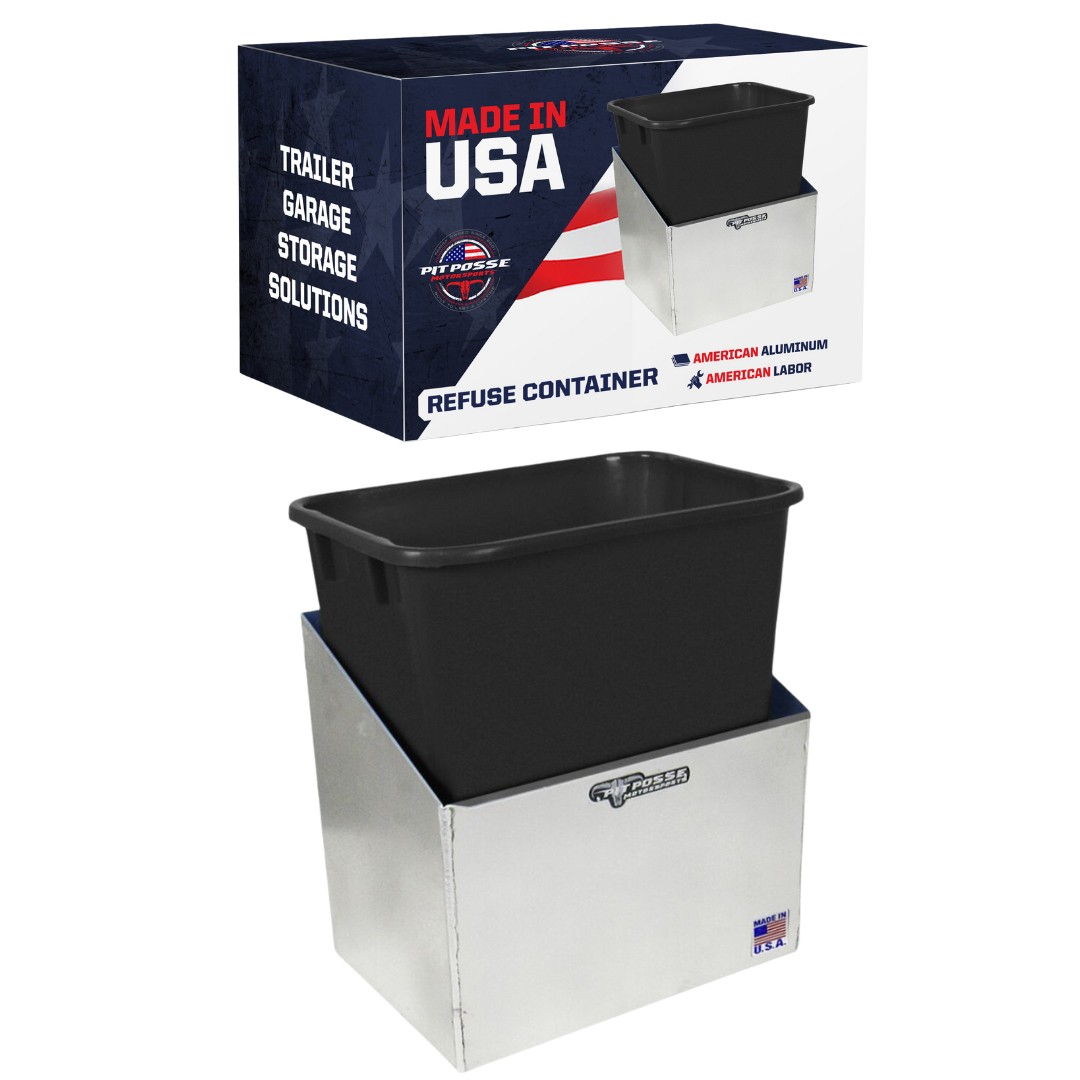 Pit Posse Aluminum Trash Container Holder Storage Trailer Organizer-Made in USA