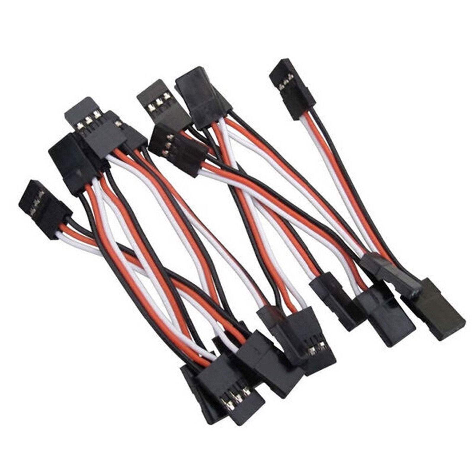 10pcs Male to Male 3-Pin Servo Lead Extension Wire JST Jumper Cable (100mm Lengt