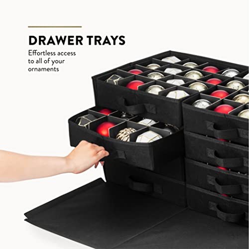 Premium Large Christmas Ornament storage Box, with Side Open, 128 count Red