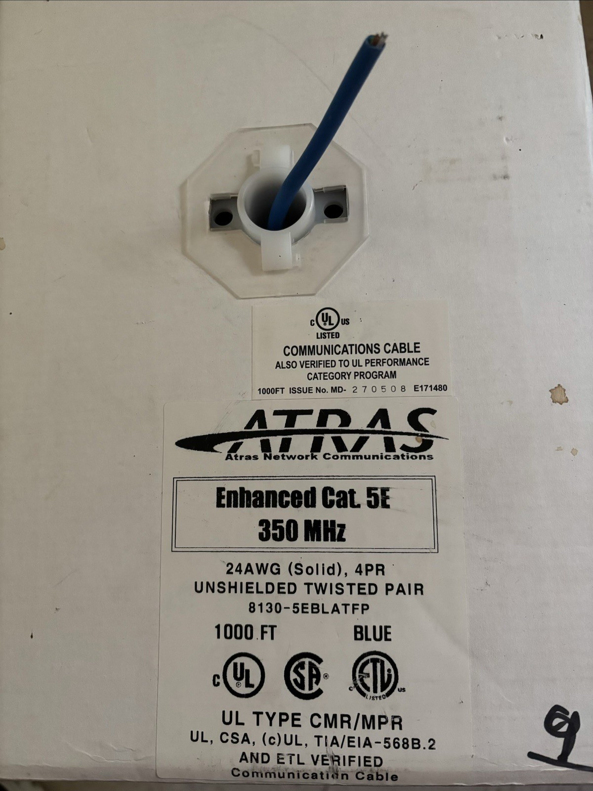 ATRAS ENHANCED Cat. 5E 350MHz Blue 24 awg Solid 4pr 540’
