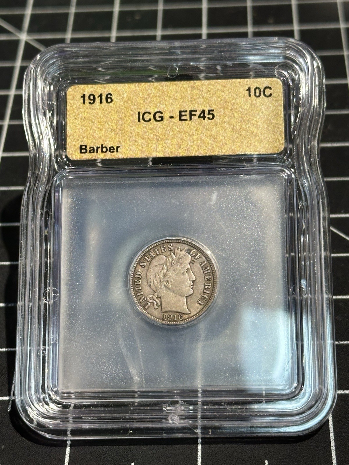 1916 Barber Dime 10c ICG EF45 | XF45