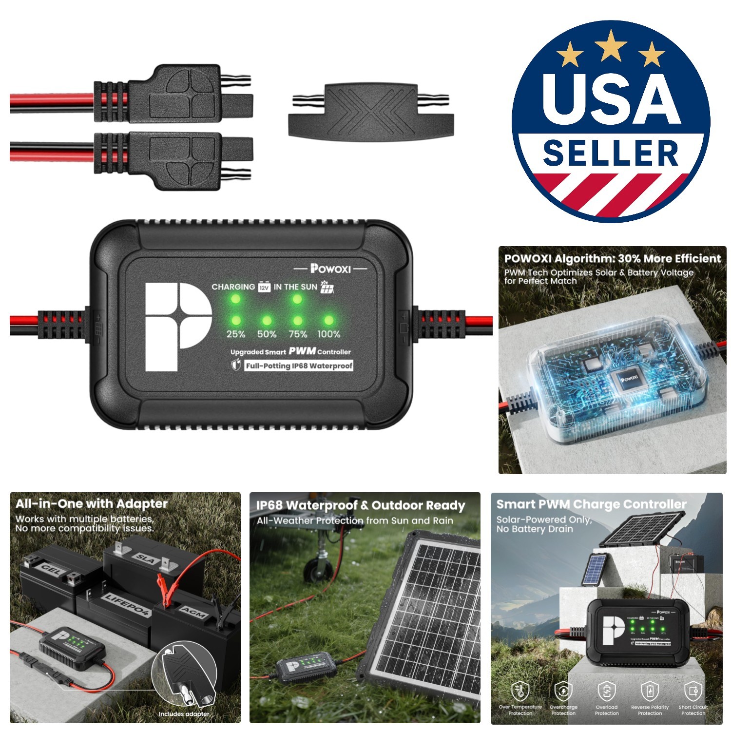 Compact Solar Charge Controller (10A) with Overcharge Protection and LED Status